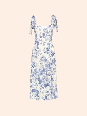 Reformation Twilight Dress Color Lucerne Size 2 Blue White Midi Dress